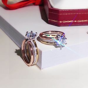 Bague de créateur de luxe tricolore trois anneaux design unique mode féminine européenne et américaine très cool