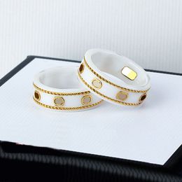 Luxe Designer Ringen Keramische Band g letter Ringen Zwart Wit voor Dames Heren sieraden Gouden Ring Maat 6-11