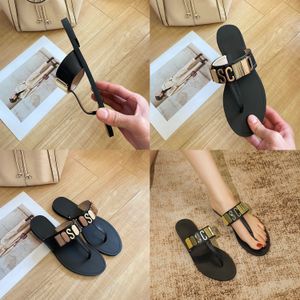 Top Calidad Mo Schino Zapatillas Sandalia Mula Para hombre Verano Sliders Playa Tanga Flip Flops Diseñador de lujo Zapatos casuales Sexy Slide Piscina para mujer Tacón plano Sandale al por mayor