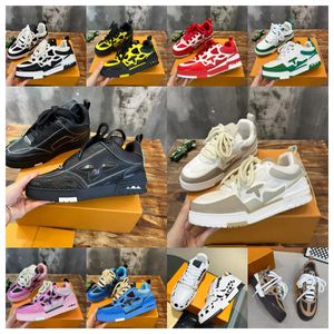 Luxurys Designer Skate Sneaker Chaussures Men Luxury Luxury Sneaker Trainer Virgil Calfskin Lettre de haute qualité Superpositions Plateforme de cuir Low Sports Sneaker Casual