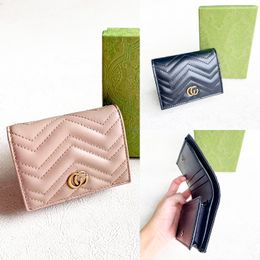 Marmont Ophidia Key Wallets Luxury Card houders Designer Tassen Key Pouch Damesheren 7a Wallet Leather Coin Portemones Cowboy Paspoorthouders gewatteerd portemonnee roze met doos