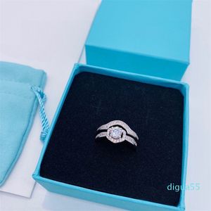 Designer Vrouwen Ring Klassieke Vier Klauw Diamanten Ring Mode Sliver Brief Liefde Ringen Sieraden Verlovingsringen Voor Womens Gift