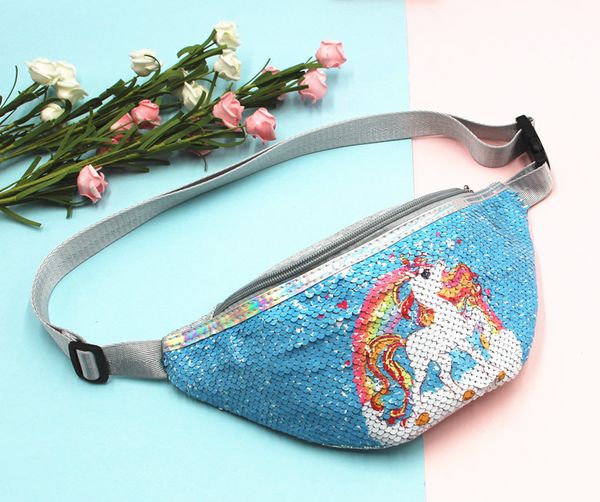 Luxurys Designers Bags Children's Unicorn Print Sequin Cartoon Taistbag Little Girl Sports Sac à poitrine mignon Sac à main Single Sac à main portefeuille