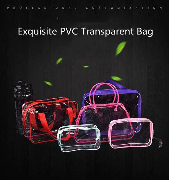 Sacs de créateurs de luxe Sacs de rangement en PVC transparent Sac en plastique portable Packs d'emballage cosmétique Sacs de lavage pratiques Sac à main à glissière