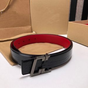 Luxurys Designers Belt Nieuwe rode glanzende bodems voor mannen Dames Kleding Accessoires Riemen Big Buckle Hoge kwaliteit 5A+ Echt lederen breedte 3,5 cm taillebandjes met doos