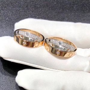 Luxurys-ontwerpers Dubbel Deck Diamond Ring Volledige diamanten ringen voor vrouwen Fashion Titanium roestvrij staal tweekleurig patchwork Cross Ring Top Level sieraden Gift