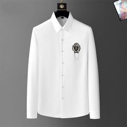 Luxurys Designers Dress Shirt Menswear Fashion Society Black Men Black Color Business Casual Mens Long Manche M-5XL