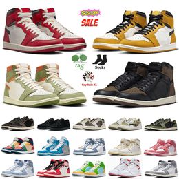 1s Basketbalschoenen Jumpman 1 Canary Black Olive Reverse Mocha Lost And Found Denim OG Heritage Mid Space Jam Geel Oker Palomino Sneakers Dames Heren Sneakers