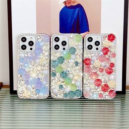 Luxe Ontwerpers Glitter Telefoonhoesjes Voor iPhone 15 Pro Max 14 13 12 11 XR 15Plus Samsung Flip 5 4 3 Mode Bling Sprankelende Strass Achterkant Case