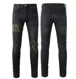 Luxurys Designers Jeans jeans d￩contract￩s trous de genou lav￩ la lettre de pantalon d￩truit ￩toile slim fit pant long zipper denim droit taille 28-38 # 026