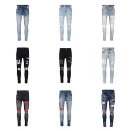 Luxurys Designers Jeans Distressed France Fashion Pierre Straight Men's Biker Hole Stretch Denim Casual Jean Men Skinny Pants Elasticit Nieuwe Style