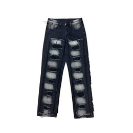 Luxurys Designers Jeans en détresse France Fashion Pierre Straitement Biker Hole Stretch Denim Casual Jean Men Skinny Pants Elasticcit # C4