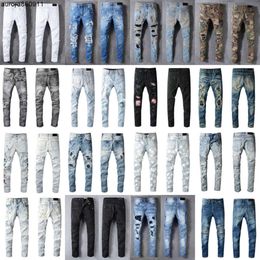 Diseñadores de lujo Jeans angustiados Francia Moda Pierre Straight Mens Biker Hole Stretch Denim Casual Jean Hombres Pantalones flacos Elasticit