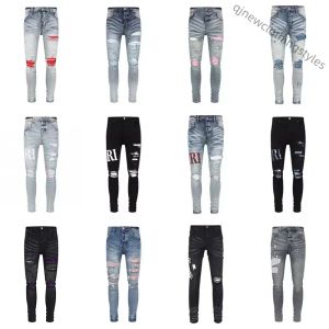 Designers de luxe Jeans en détresse France Mode Pierre Straight Biker Hole Stretch Denim Casual Jean Hommes Pantalon Skinny Elasticit