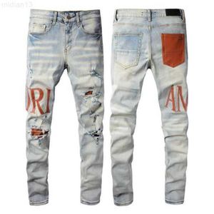 Luxurys Designers Jeans en détresse France Fashion Pierre Straitement Biker Hole Stretch Denim Casual Jean Men Pantal