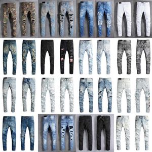 Designers de luxe Jeans en détresse France Mode Pierre Straight Biker Hole Stretch Denim Casual Jean Hommes Pantalon Skinny Elasticit