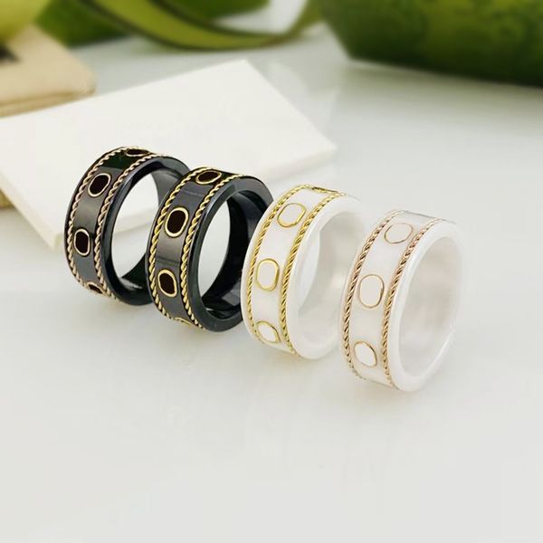 Designers de luxe Lettre Céramique Bagues pour hommes Femmes Créateur de mode Lettres extravagantes Couple Bague Bijoux Femmes Hommes Mariage de haute qualité