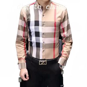 Luxurys Designers Heren Sinal Shirt Men Men Striped Slim Fit Masculina Wine Sociale mannelijke T-shirts Mode Gecontroleerde plaid Aziatische maat M-3XL#05 69496198