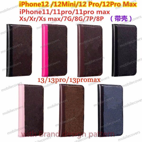 Diseñadores de lujo Cajas de teléfono para Iphone 15promax 15pro 15 14 14pro 13Pro Max Funda 11ProMax X XS XR 13 12Promax Fundas FILP Moda PU Cartera de cuero L Letra V Logotipo