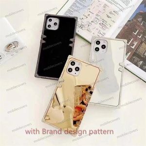 Luxurys Designers Telefoon hoesjes Fashion Square Mirror Pating voor iPhone 14Pro Max 14 12PromAx 11 X XS XR 13 iPhone13Promax Case Hot Drilling L Letter C Logo