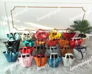 Luxurys Designers Bags Sacs à main de haute qualité Full Colors Picotin Fourre-tout en cuir véritable Womens Fashion Bucket Purse Cowskin Ladies Sac à main Crossbody Shouder Bag