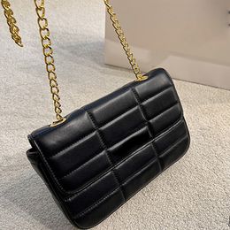 Luxurysontwerpers Real Leather Hobo Bag Woman 2022 Nieuwe winter Handgreepletter Tote Tassen Fashion koppeling Turnet Ketting Schouderzak Diamantrooster Satchel