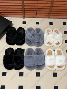 Designers de luxe Slipper Femmes Dames Laine Pantoufles Fourrure d'hiver Fluffy Furry Villes chaudes Paris Sandales Confortable Fuzzy Girl Flip Flop Slipper Slide EU35-41