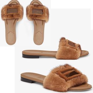 Winter Baguettes warm bont slipper flats leren flip flop Baguette Sandaal zomer luxe merkschoenen strand slip op rubberen zool wol Baguette-logo met doos 35-43