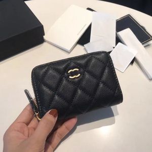 Monederos de lujo de nuevo diseño para mujer, monedero de piel de vaca con caviar, tarjetero clásico, billetera con estampado de diamantes, novedad de 2023