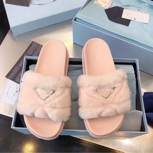 Luxurys Designers Dames Dames Wol Slippers Dia's Winter Bont Pluizige harige Sandalen Slippers Warm Comfortabel Fuzzy Girl Flip Flop Grootte 35-4