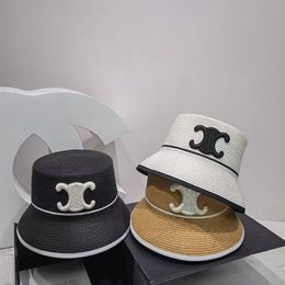 Luxurys desingers Letter Straw hat cap vrouw caps manempty borduurwerk emmer hoeden mode vrije tijd ontwerp blok hoed 3 kleuren geborduurd gewassen zonnebrandcr￨me mooi