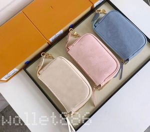 Luxurys Embossing Portemonnees Ontwerpers Tassen Handtassen Mini Clutch Bag Portefeuilles Vrouwen Messenger Lederen Gouden Ketting Rits Schouder Portemonnee