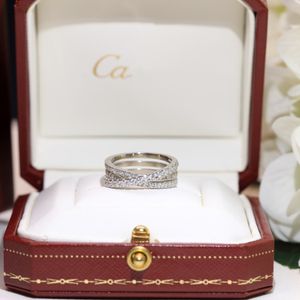 Luxe modeontwerpers Cross Diamonds ring klassiek 925 sterling zilver uitgeholde T-raster diamanten ringen essentieel cadeau voor mannen vrouwen Sieraden cadeau