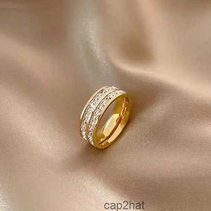 Luxe modeontwerpers dames dubbellaagse volledige diamanten ring toont temperament licht eenvoudig voortreffelijk gepersonaliseerd en veelzijdig verstelbare maat goed mooi OJ7N