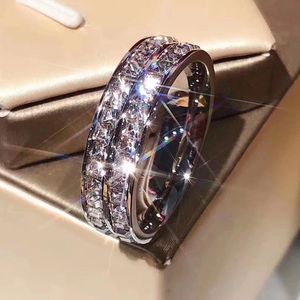 Luxe modeontwerpers dames dubbellaagse volledige diamanten ring toont temperament licht eenvoudig voortreffelijk gepersonaliseerd en veelzijdig verstelbare maat goed leuk