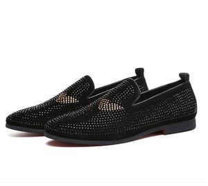 Luxury's mode-strass loafers slip-on lederen mannen kleding schoenen handgemaakte vrijetijds heren bruiloft en prom-schoen