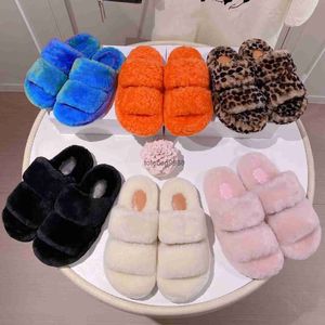 Luxurys bontglaasjes open slippers warme sandalen comfort winter mannen dames slijtage herfst harige sandaal echt 67wool pluche fuzzy girl flip flop