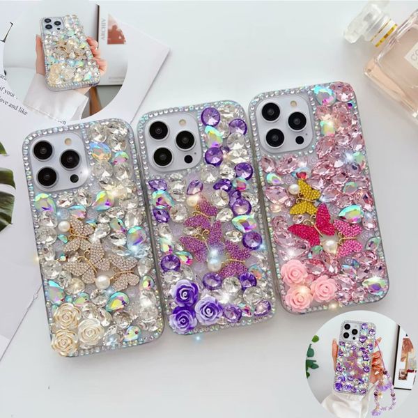Luxurys Glitter Designer Phone Cases pour iPhone 15 14Pro 14 13 Pro Max 15Pro 14Plus 13Pro 12 11 XR X / XS 7 8 Plus Designers Bling Sparkling Strass Diamant Jeweled