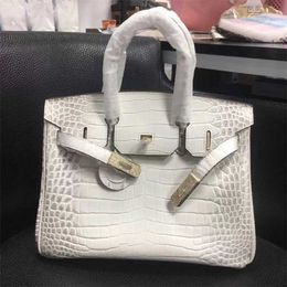 Luxurys Handbag Platinum Leather Lady Begonia Luxury Crocodile Match Sac Half Seam Wax Thread Womens Womens For lesbiennes