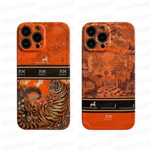 Luxurys Tiger Carriage Designer Téléphone Case pour iPhone 15 14 13 12 11 Pro Max Soft TPU TRENDY LETTER IMPRESS