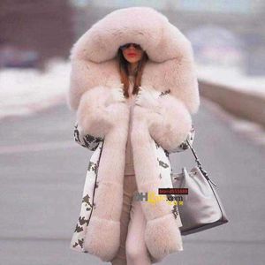 LuxuryWomen's Down Parkas Brand New Style Big Laine Col Manteau D'hiver Femmes Vêtements Chaud Épais Lâche Manteaux Casual À Capuche À Manches Longues Veste Femme