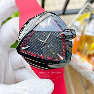 Relojes Luxusuhr para hombre, carcasa triangular, movimiento automático, esfera de fibra, correa de goma roja, reloj masculino de acero, reloj Masculino