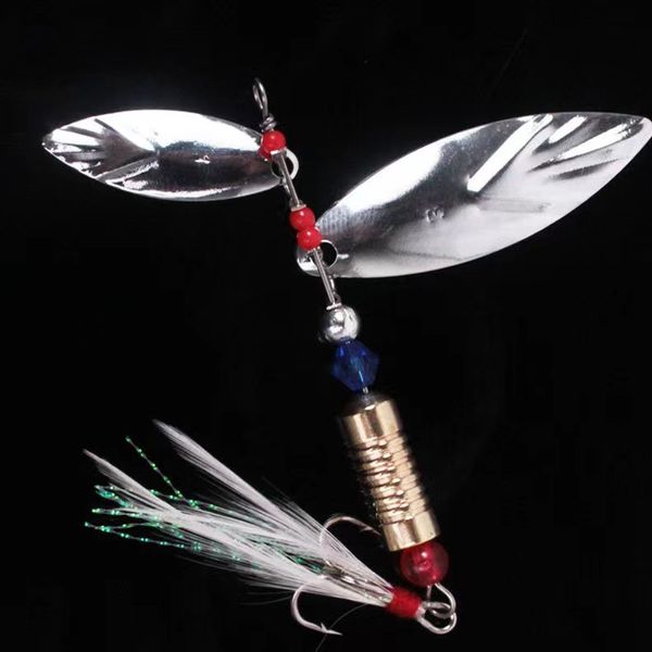 Luya Bait Glitter 7g9g Plume rotative Double Willow Tail jigger Métal simulation Bait glitter gros