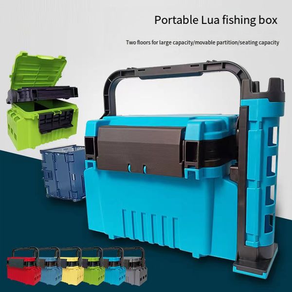 Luya épaississement multifonctionnel peut s'asseoir boîte de pêche au poteau boîte à outils de grande capacité boîte de rangement pêche en mer pêche au rocher en plein air portable