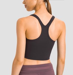 LU-81 Y Achtertanktops Yoga-outfits GRATIS om shirts te zijn met gewatteerde bh-mouwloos sportvest Ademend Running Fitness Gym Kleding T-shirt