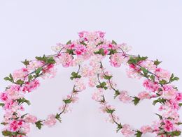 Luyue 233 cm fleurs de cerisier artificielles vignes de fleurs fournitures de fête guirlande en soie fausse fleur de cerisier en rotin décoration de mariage à la maison 3236425