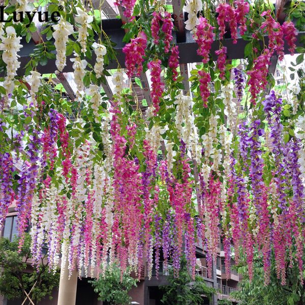 Luyue 36 pcs décoration de mariage guirlande soie fleur artificielle glycine vignes simulation rotin fête maison jardin hôtel décor 201222