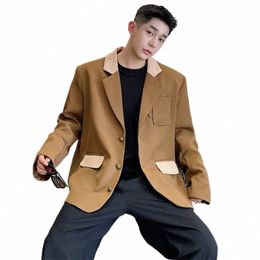 Luzhen 2024 Élégant Épissage Design Blazer Manteau Hommes Fi Dos Croix Sangle Tendance Printemps Costume Veste Vêtements Coréens LZ1818 N1m8 #