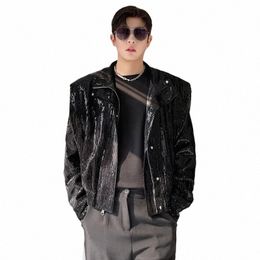 Luzhen Design Niche Korean Fi Nouvelle veste pour hommes réfléchissant la lumière brillante 2024 High Street Couleur unie Élégant Manteau à la mode 7767e0 x7Ak #