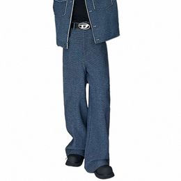 Luzhen élégant élégant nouveaux hommes Baggy Jeans coréen lâche polyvalent Denim haute qualité rue jambe droite large pantalon 2024 Aa3111 m4AJ #